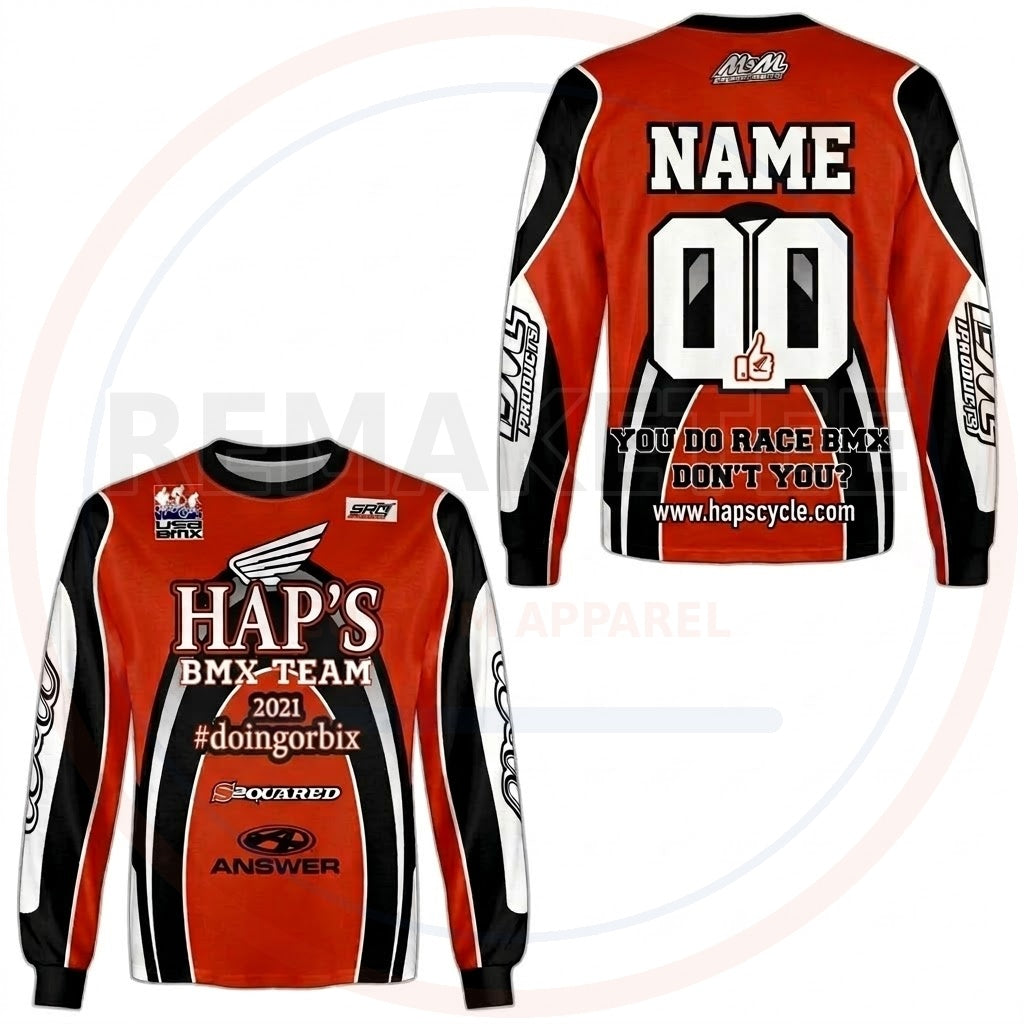 RemakeTee Hap's Custom Vintage Retro BMX Racing Jersey 910