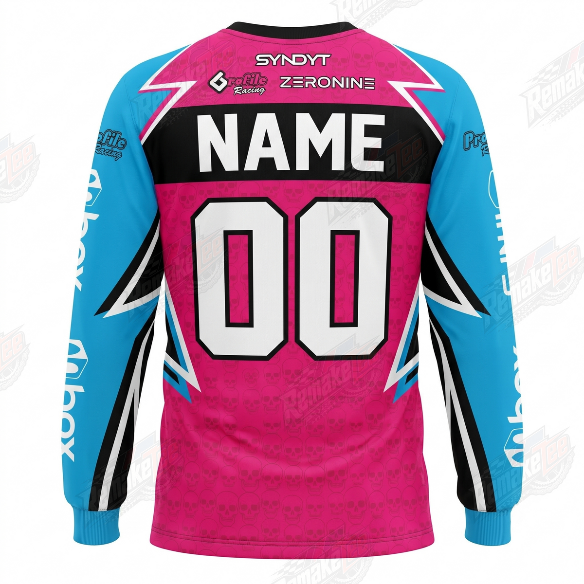Albe's Syndyt Pink Blue vintage BMX racing jersey - alternate product view