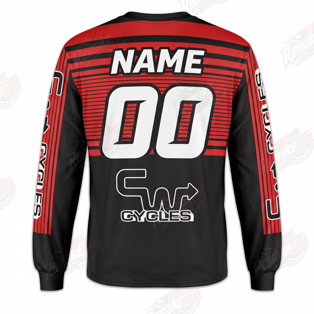CW Cycles Red Black Racing Stripes vintage BMX racing jersey - back view