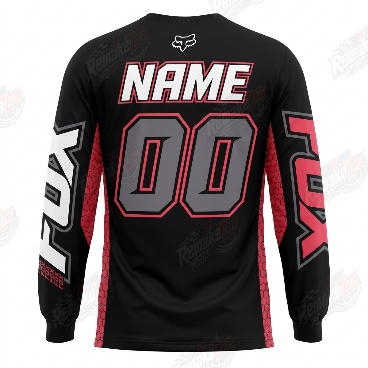 Fox Black Red Racing vintage VMX racing jersey - back product view