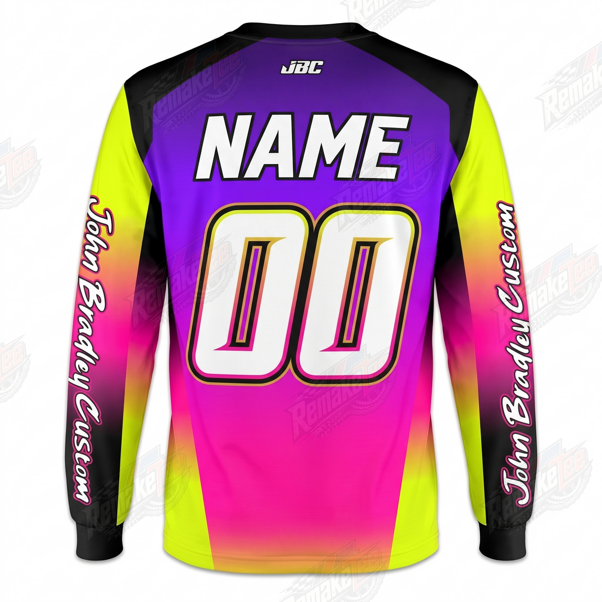 JBC John Bradley Custom Neon Gradient American Flag vintage BMX racing jersey - alternate product view
