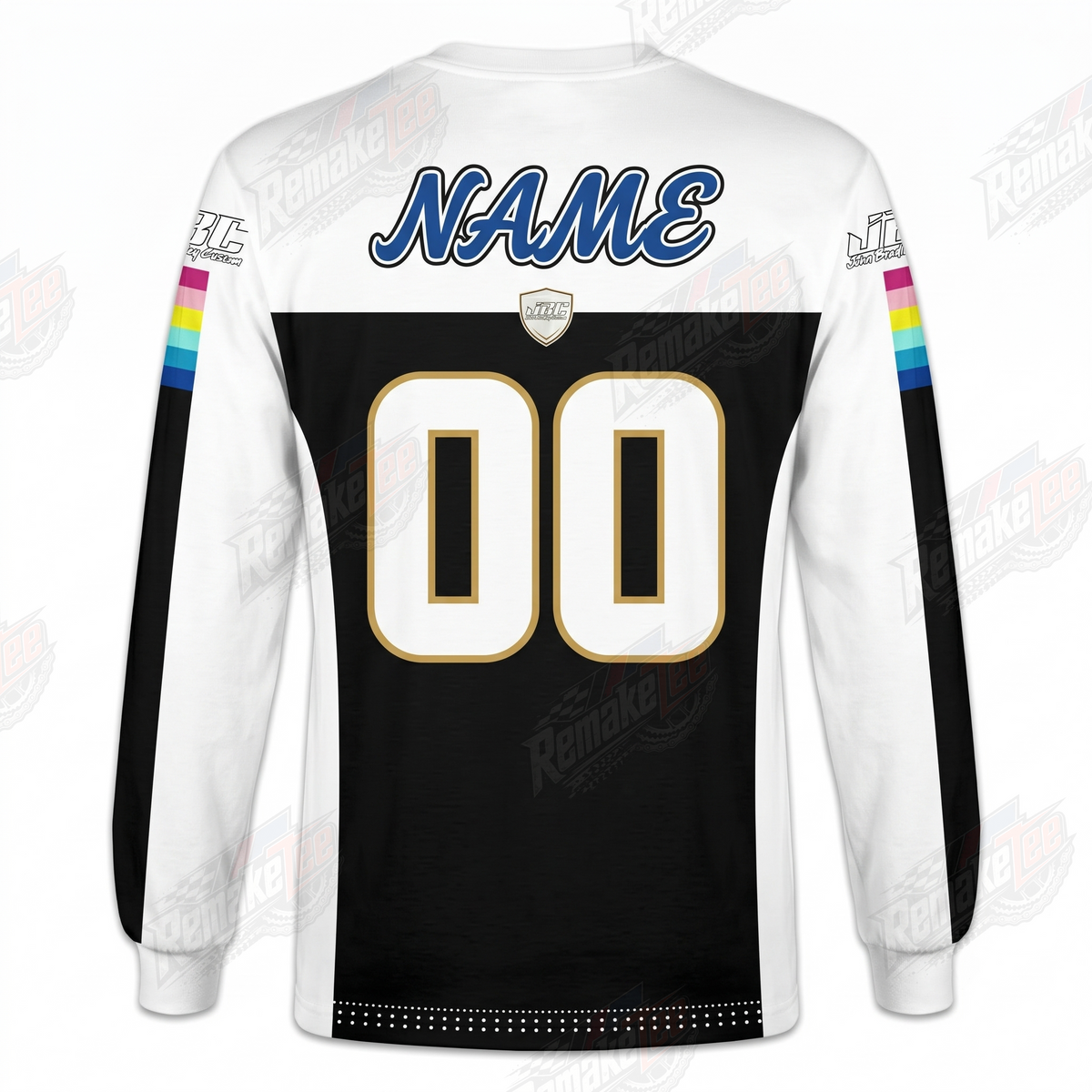 JBC John Bradley Custom Rainbow Stripe Black White vintage BMX racing jersey - alternate product view