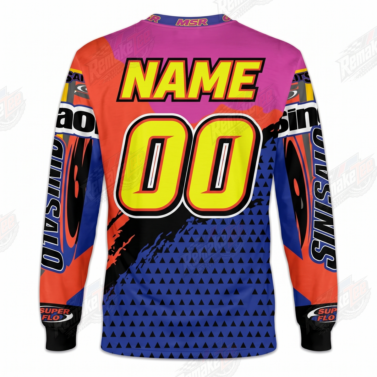 MSR System 6 Sub Dye Orange Blue vintage VMX racing jersey - back view