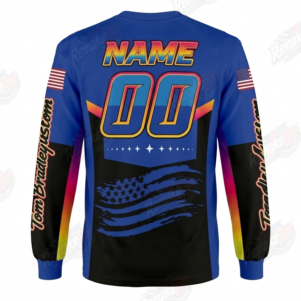Syndyt State JBC Blue Rainbow vintage BMX racing jersey - back product view
