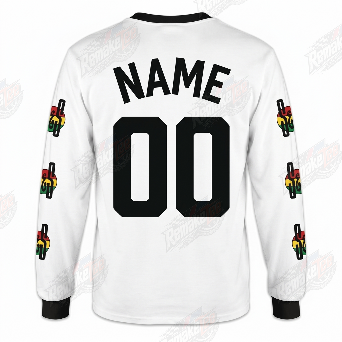 Tiger Teeth Ecko Vans Tech Rasta vintage BMX racing jersey - back product view
