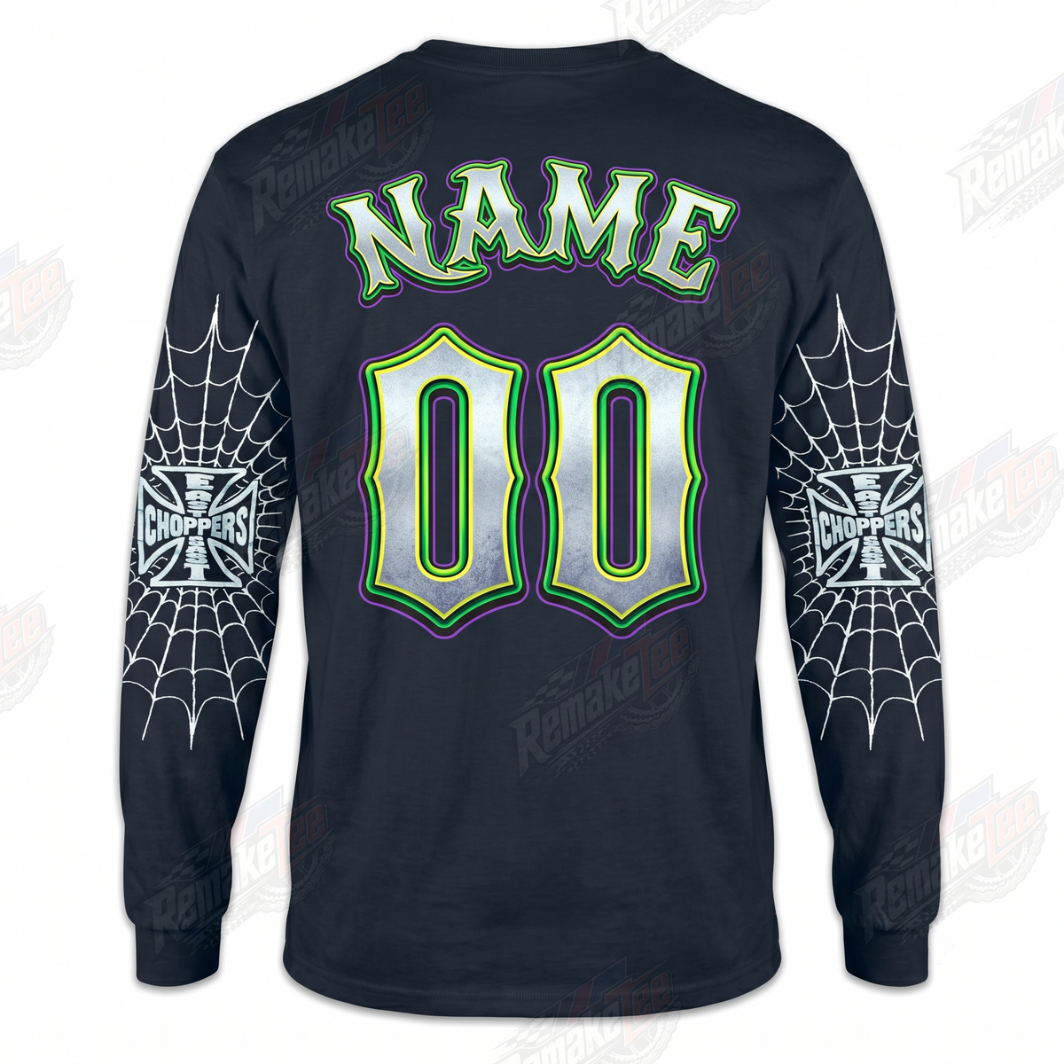 West Coast Choppers Green Spiderweb vintage VMX racing jersey - back view