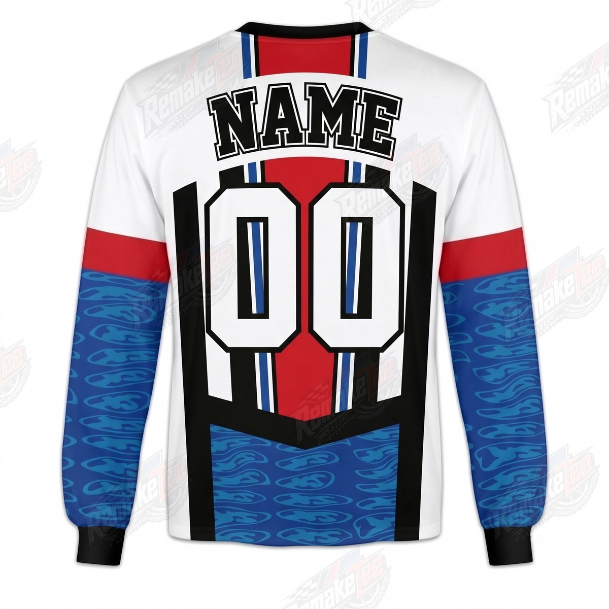 XS Red Blue White Stripe vintage BMX racing jersey - alternate product view
