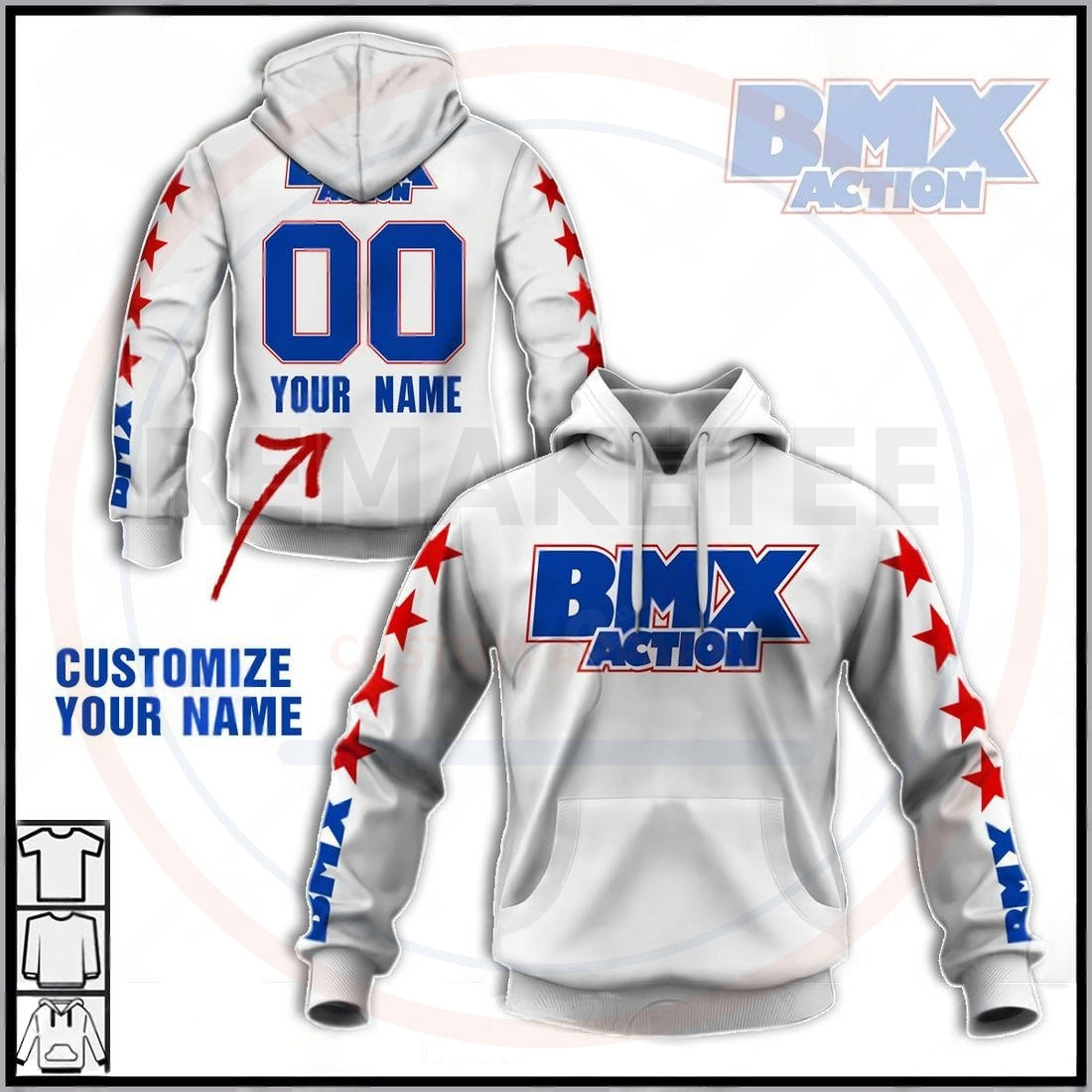 RemakeTee BMX Action Custom Vintage Retro BMX Racing Jersey 074