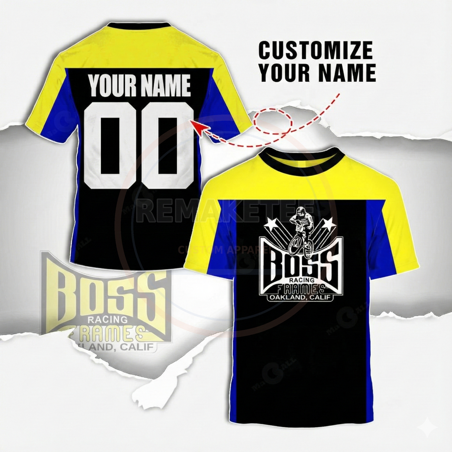RemakeTee BOSS Custom Vintage Retro BMX Racing Jersey 076