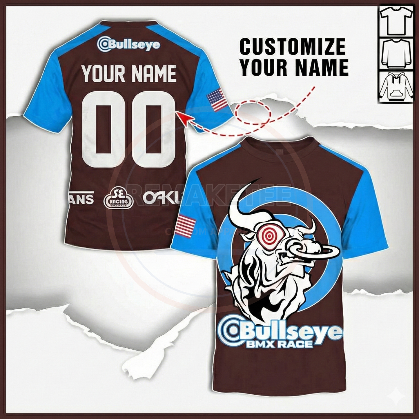 RemakeTee Bullseye Custom Vintage Retro BMX Racing Jersey 101