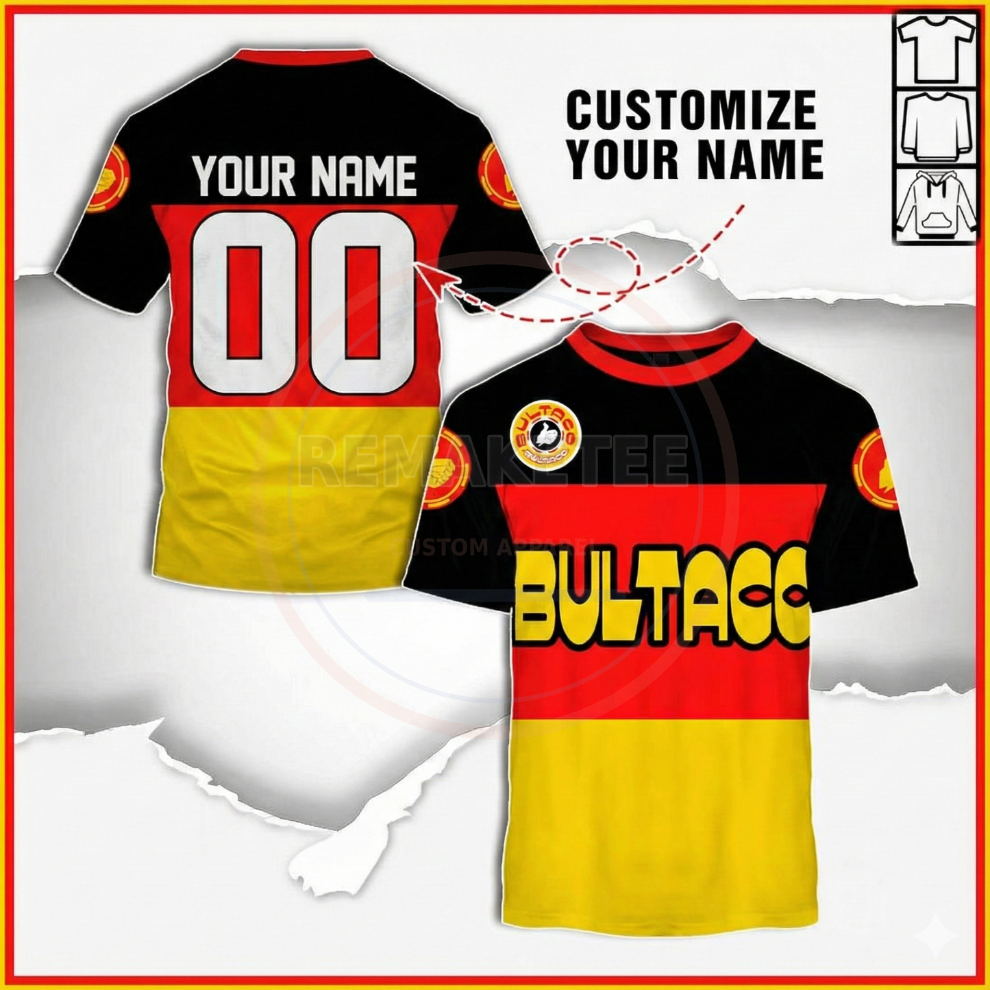 RemakeTee Bultaco Custom Vintage Retro BMX Racing Jersey 091