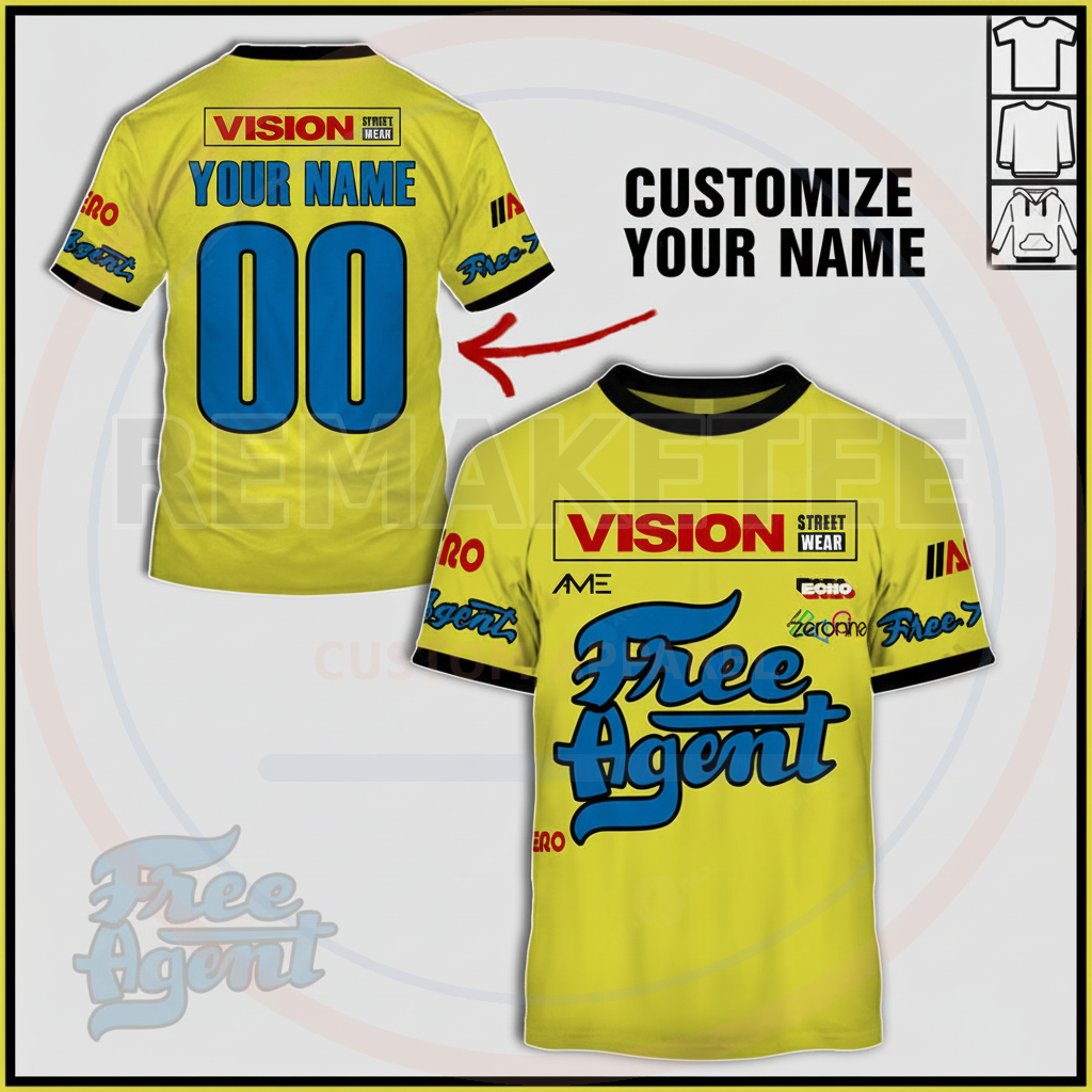 RemakeTee Free Agent Custom Vintage Retro BMX Racing Jersey 107
