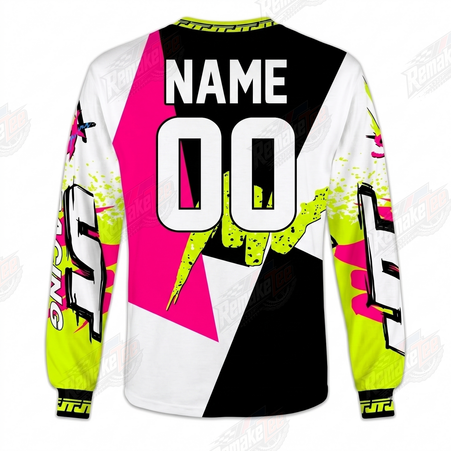 RemakeTee JT Racing Neon Geometric Custom Vintage Retro VMX Racing Jersey 1298 - Back