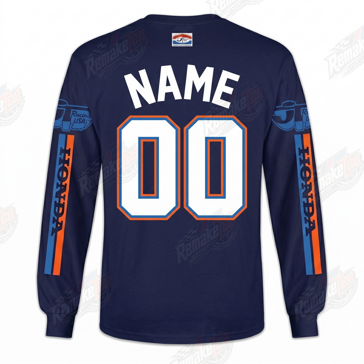 RemakeTee Honda HRC USA Navy Custom Vintage Retro VMX Racing Jersey 1330 - Back