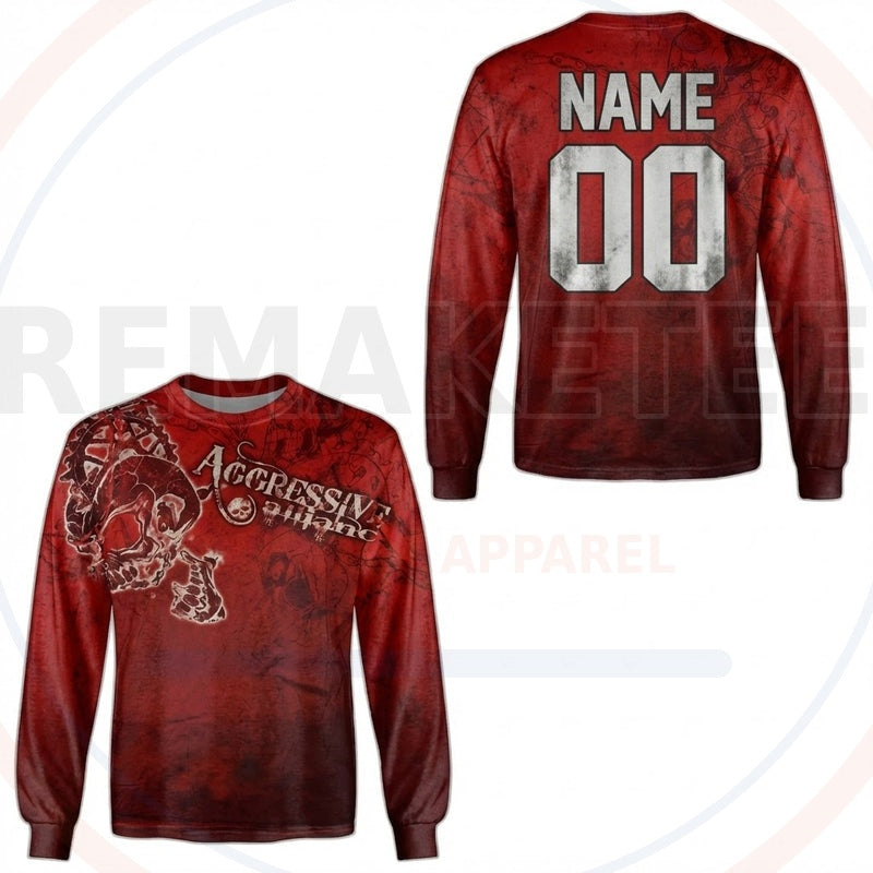 RemakeTee Aggressive red Custom Vintage Retro BMX Racing Jersey 485