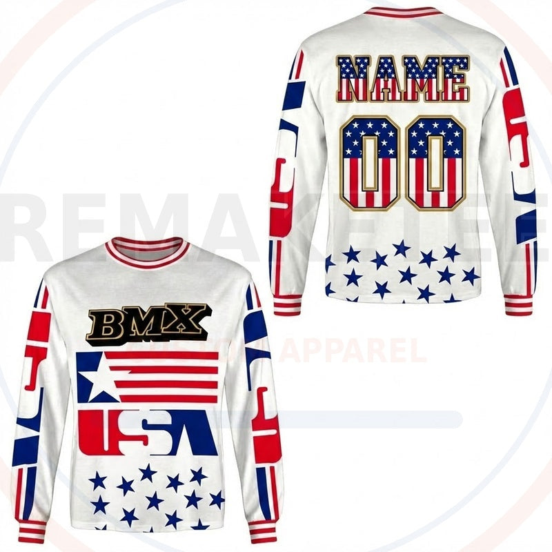 RemakeTee BMX USA Custom Vintage Retro BMX Racing Jersey 653