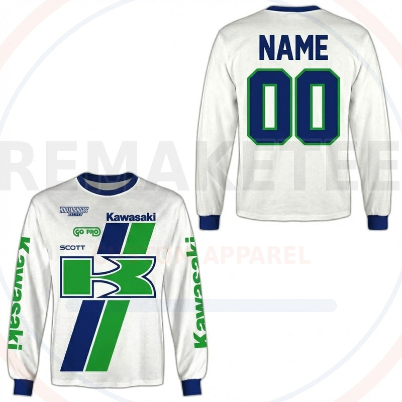 RemakeTee Kawasaki Custom Vintage Retro BMX Racing Jersey 508