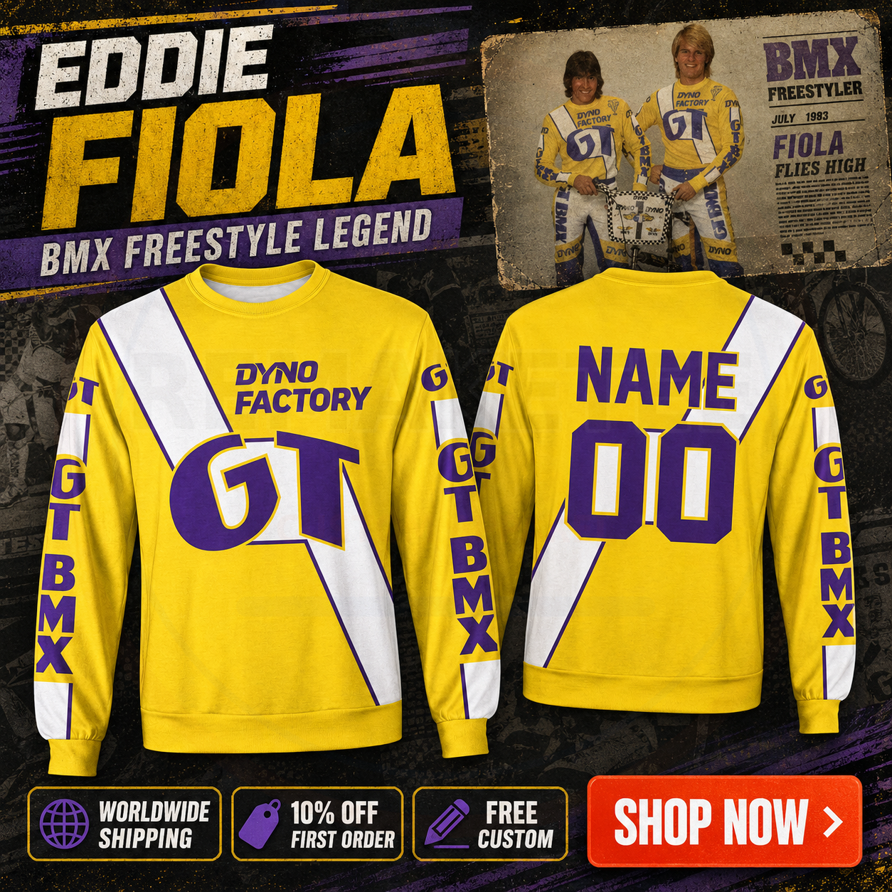 RemakeTee GT Dyno Factory Custom Vintage Retro BMX Racing Jersey 976