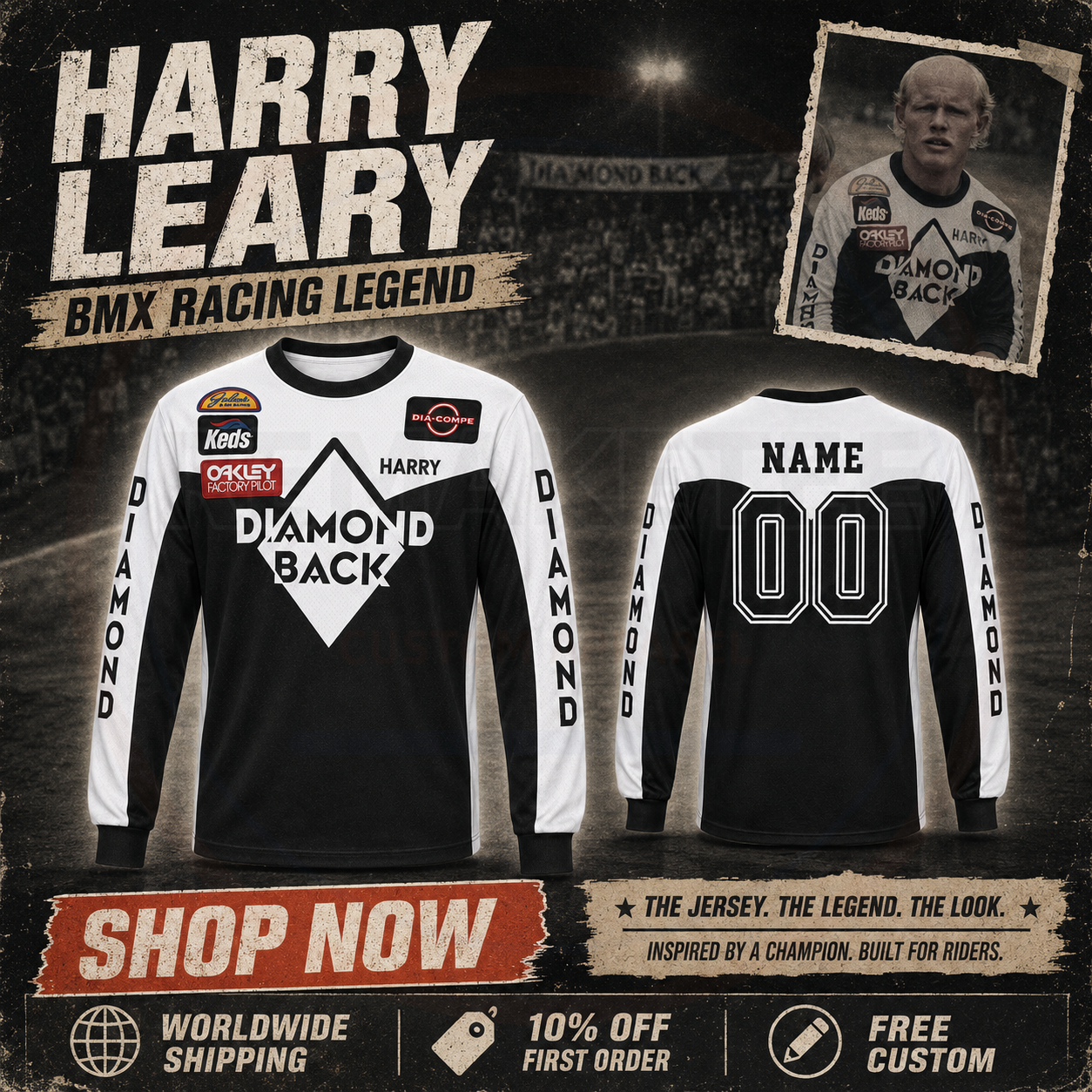 RemakeTee Diamond Back Custom Vintage Retro BMX Racing Jersey 142