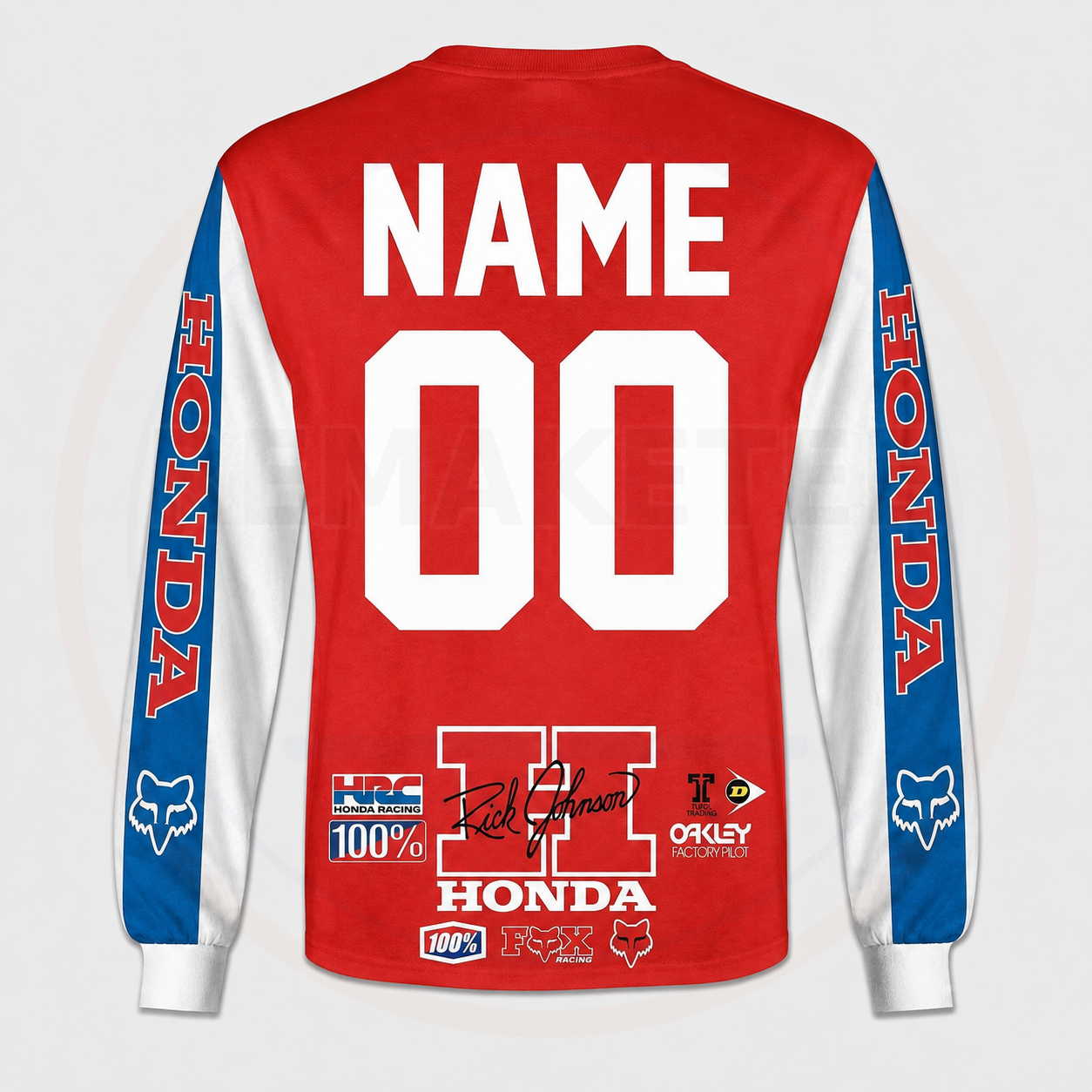 RemakeTee Honda Fox HRC Oakley Custom Vintage Retro VMX Racing Jersey 1091