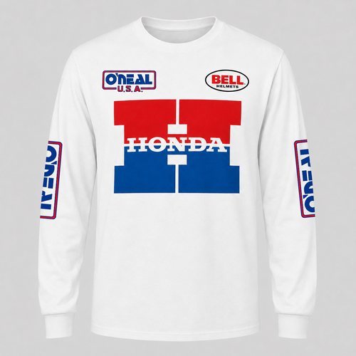 RemakeTee Honda Bel Helmets O'neal Custom Vintage Retro VMX Racing Jersey 1281
