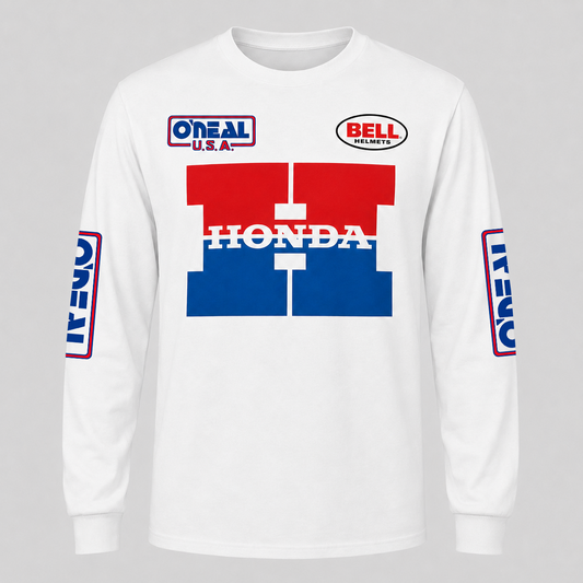 RemakeTee Honda Bel Helmets O'neal Custom Vintage Retro VMX Racing Jersey 1281
