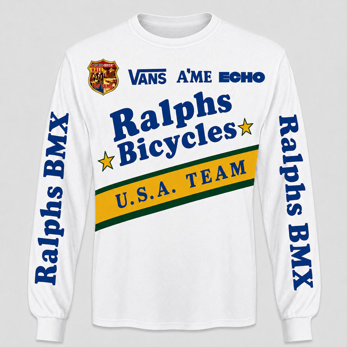 Ralphs Bicycles Vans A'ME Echo Blue vintage BMX racing jersey - product view