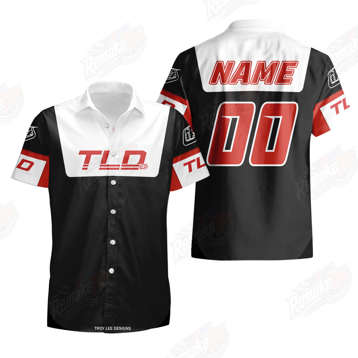 Troy Lee Designs TLD Black White Red vintage BMX racing jersey - design detail 3