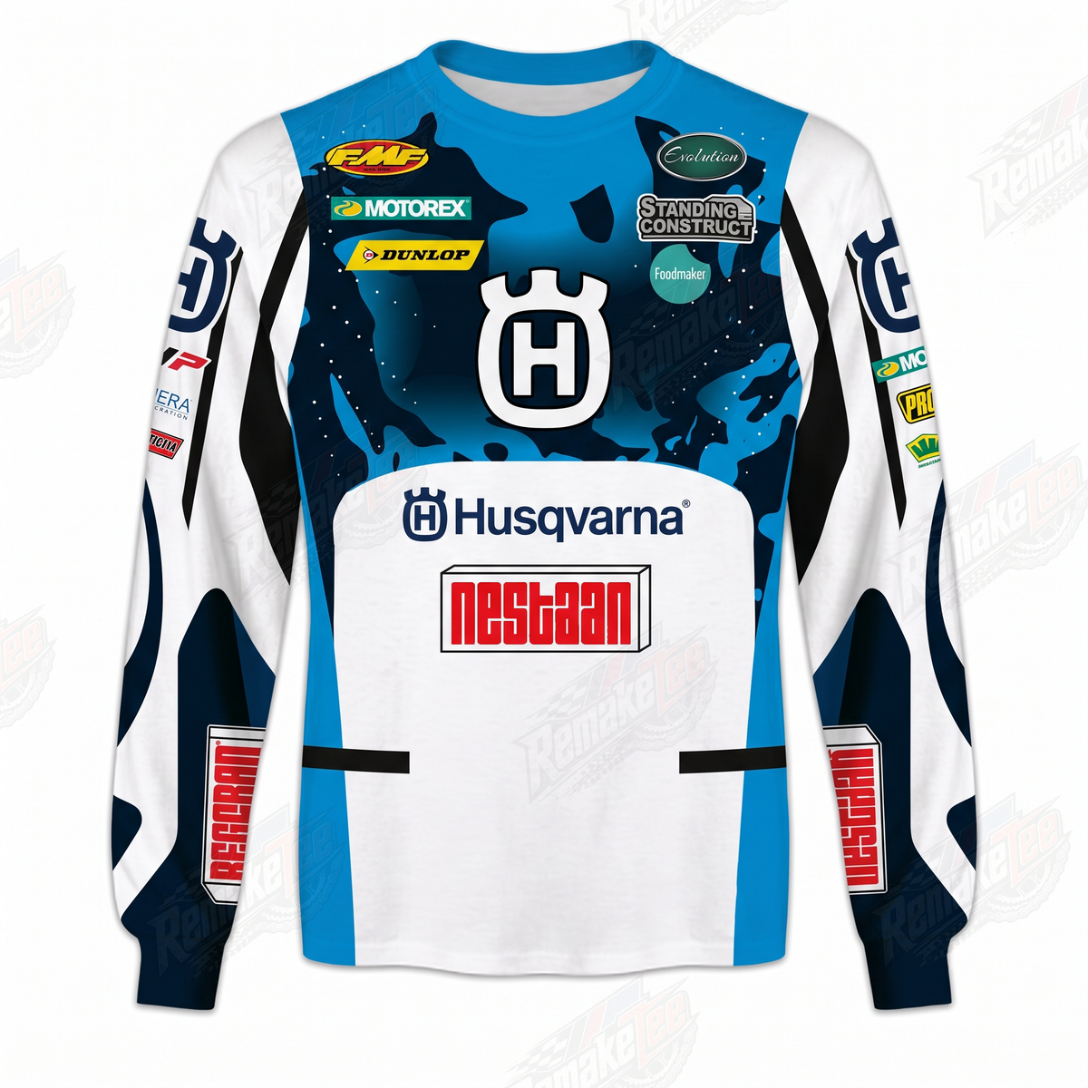 Husqvarna Nestaan FMF Dunlop Motorex Vintage Retro VMX Racing Jersey - front product view