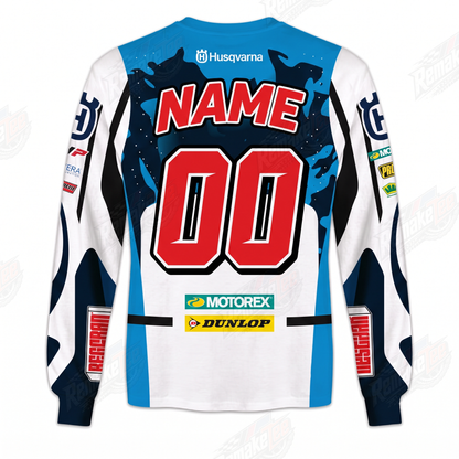 Husqvarna Nestaan FMF Dunlop Motorex Vintage Retro VMX Racing Jersey - back product view
