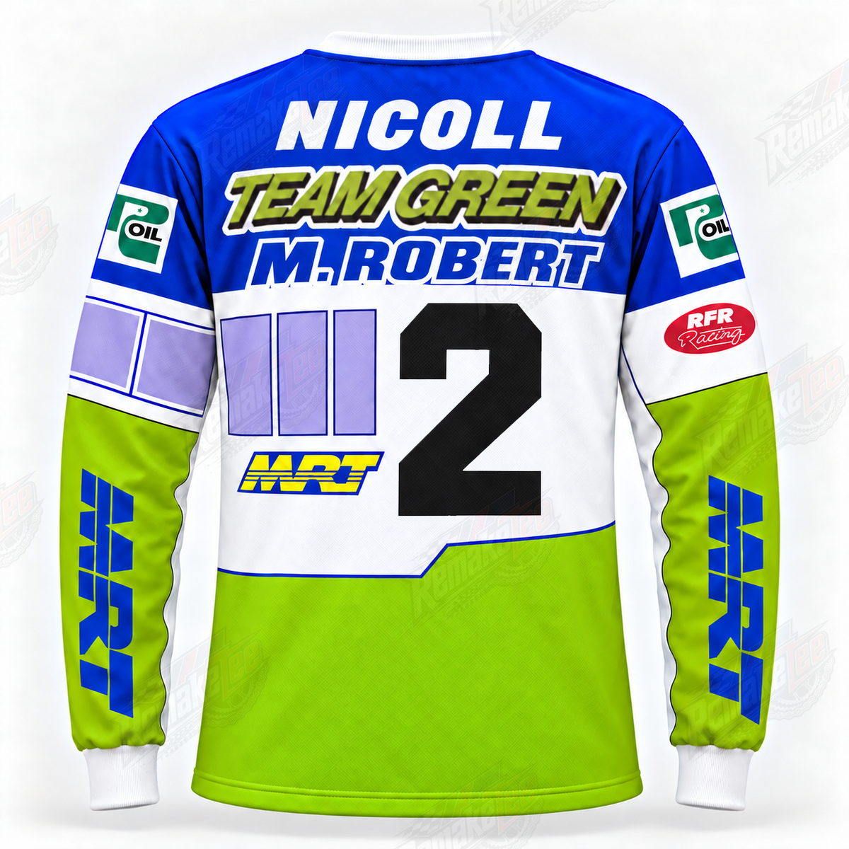 RemakeTee MRT Team Green Dunlop Custom Vintage Retro VMX Racing Jersey 1569