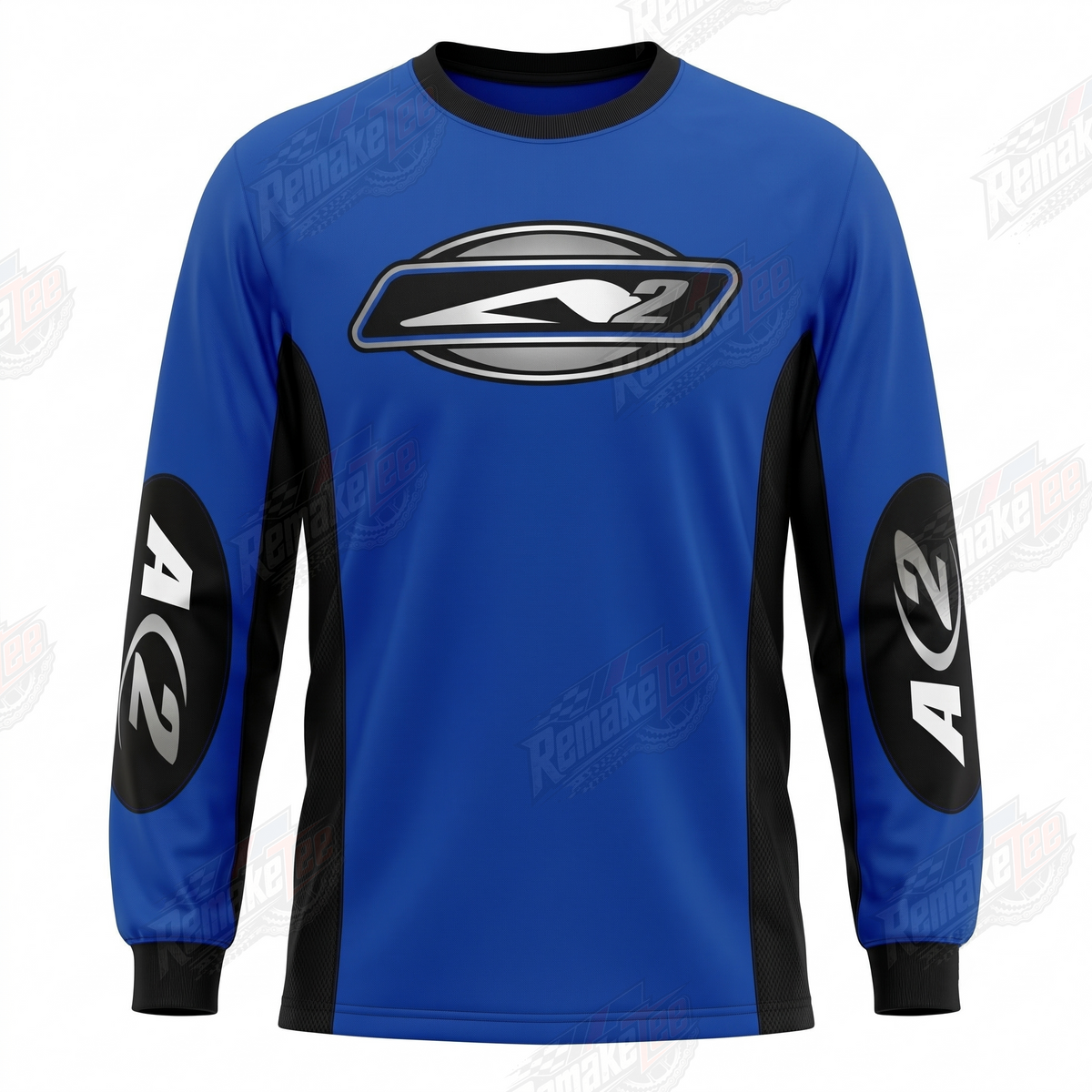 A2 Blue Black vintage VMX racing jersey - front product view