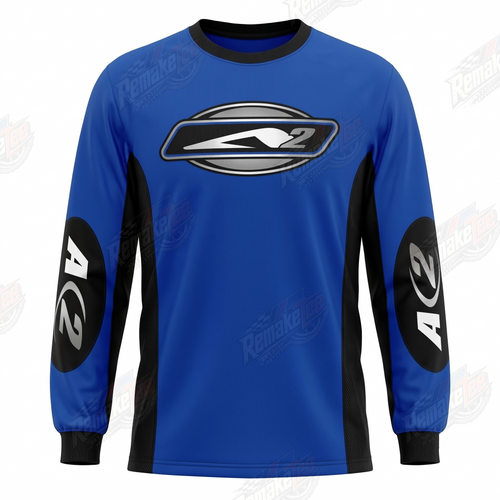 A2 Blue Black vintage VMX racing jersey - front product view