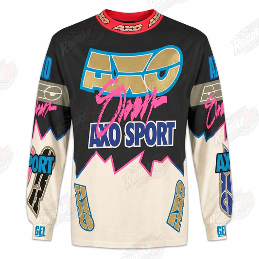 AXO Sport Pink Teal Retro vintage VMX racing jersey - product view