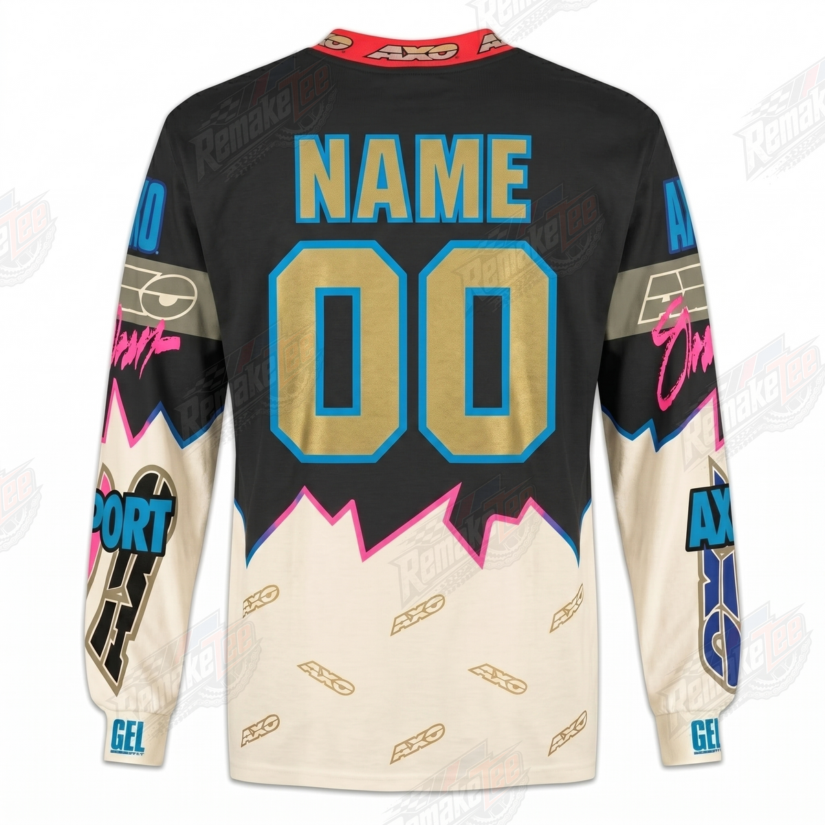 AXO Sport Pink Teal Retro vintage VMX racing jersey - alternate product view