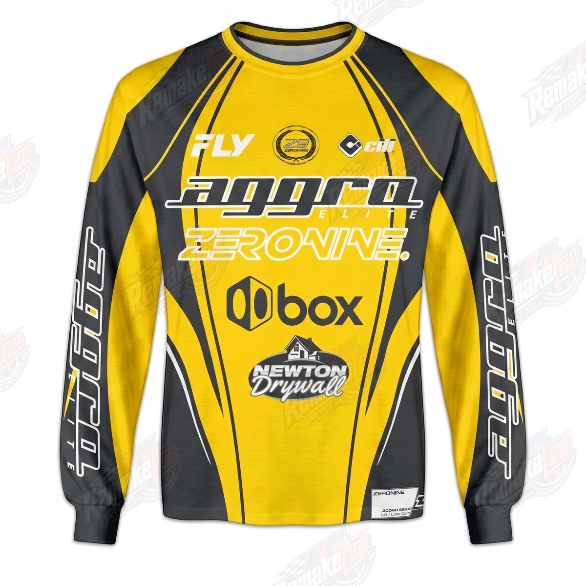 Aggro Elite Zeronine Yellow Black vintage BMX racing jersey - product view