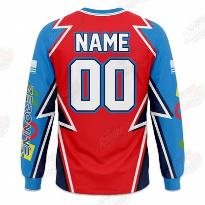 Albe's Syndyt Red Blue vintage BMX racing jersey - alternate product view