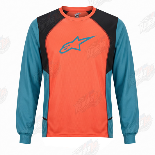 Alpinestars Orange Teal vintage BMX racing jersey - product view