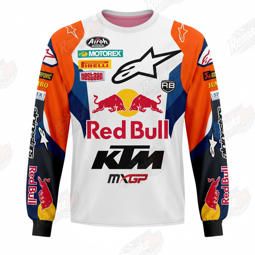 Alpinestars Red Bull KTM MXGP White Orange Navy vintage VMX racing jersey - front product view