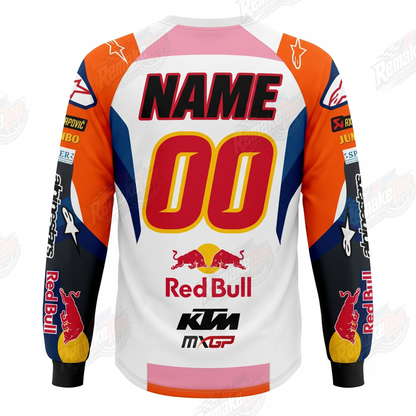Alpinestars Red Bull KTM MXGP White Orange Navy vintage VMX racing jersey - back product view