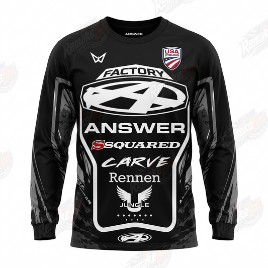 Answer Factory Squared Carve Rennen Black vintage BMX racing jersey - product view