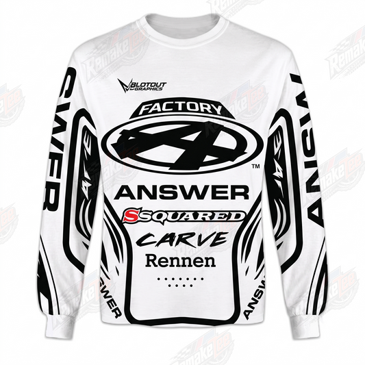 Answer Factory Squared Carve Rennen White vintage BMX racing jersey - product view