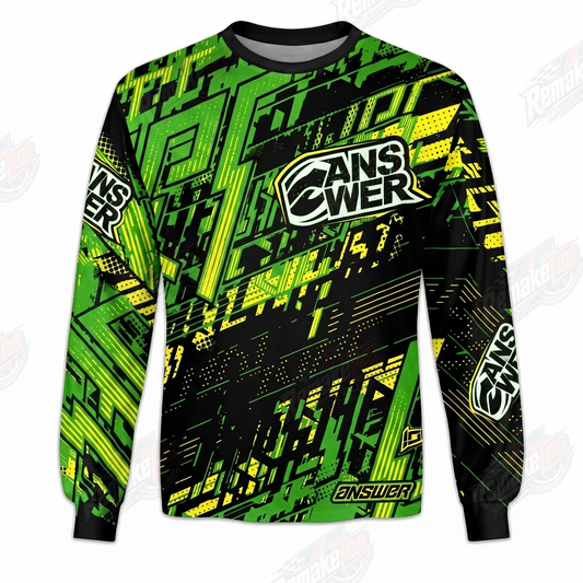 Answer Racing Neon Green Black Graffiti vintage BMX racing jersey - product view