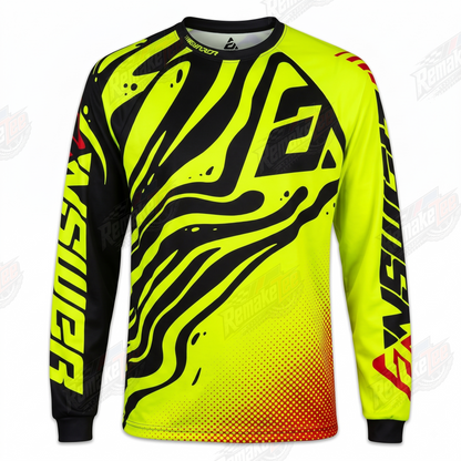 Answer Racing Neon Yellow Black Zebra vintage BMX racing jersey - product view