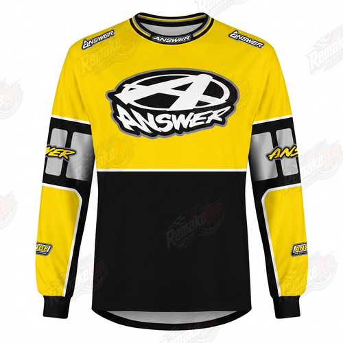 Answer Racing Yellow Black Split vintage BMX racing jersey - product view