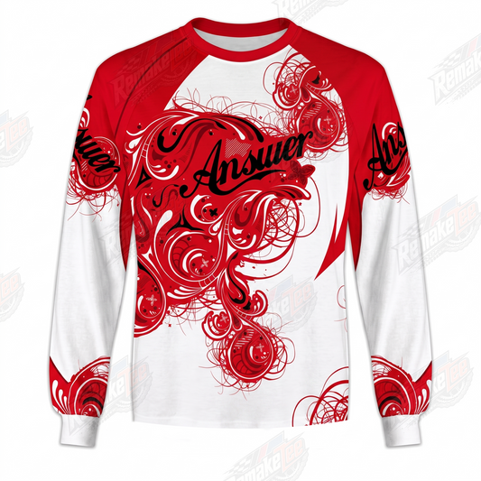 Answer Red White Floral vintage BMX racing jersey - product view