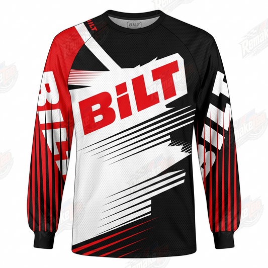 BILT Racing Black Red White vintage BMX racing jersey - product view