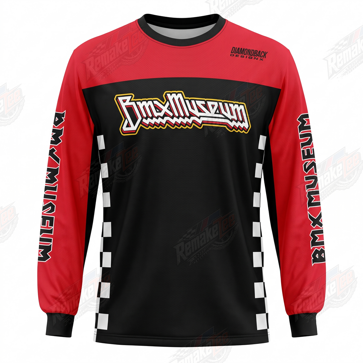 BMX Museum Red Black vintage BMX racing jersey - product view