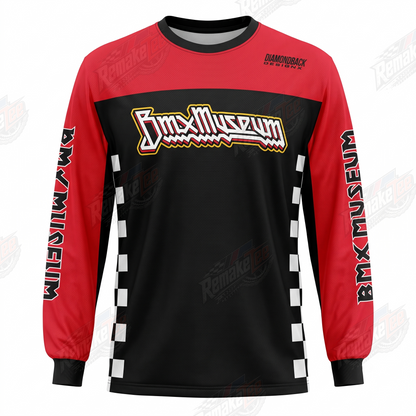 BMX Museum Red Black vintage BMX racing jersey - product view