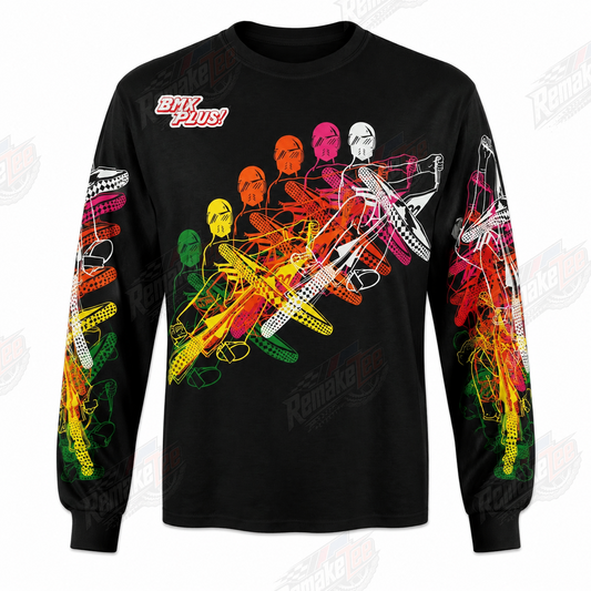 BMX Plus Rainbow Rider Black vintage racing jersey - product view